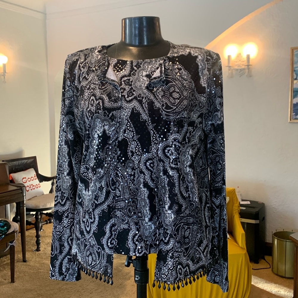 MSK Vintage Black & White Paisley 2-pc Set